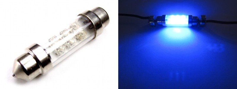 LED Sofitte 6 LEDs Blau 42mm 24Volt